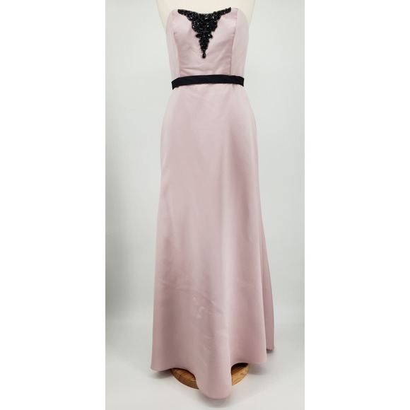 Alfred Angelo Dresses & Skirts - Alfred Angelo Strapless Dress 10 Long Evening Gown Beaded Mauve Pink Black 7284